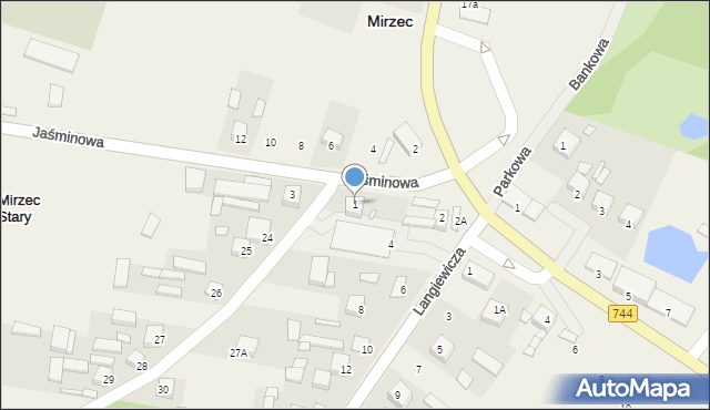 Mirzec, Jaśminowa, 1, mapa Mirzec