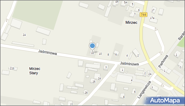 Mirzec, Jaśminowa, 12, mapa Mirzec