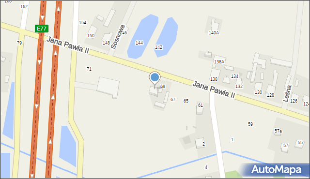 Mleczków, Jana Pawła II, 69a, mapa Mleczków