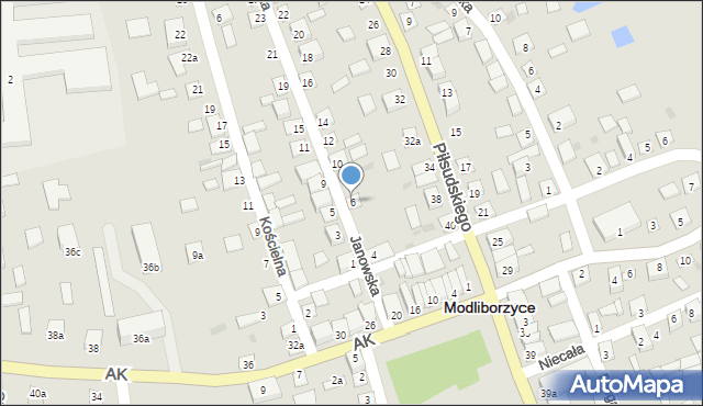 Modliborzyce, Janowska, 6, mapa Modliborzyce