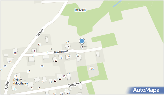 Mogilany, Jaworowa, 7, mapa Mogilany