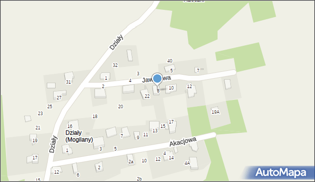 Mogilany, Jaworowa, 8, mapa Mogilany