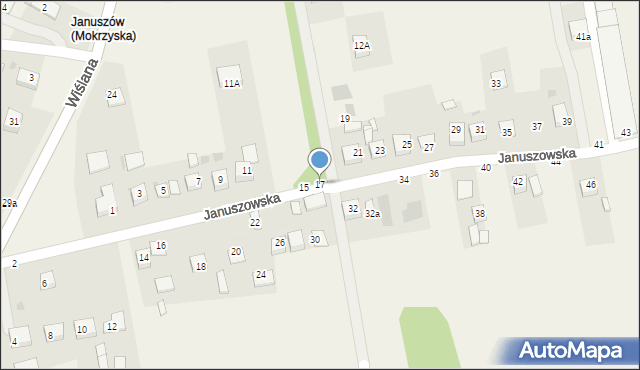 Mokrzyska, Januszowska, 17, mapa Mokrzyska