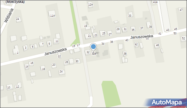 Mokrzyska, Januszowska, 32a, mapa Mokrzyska
