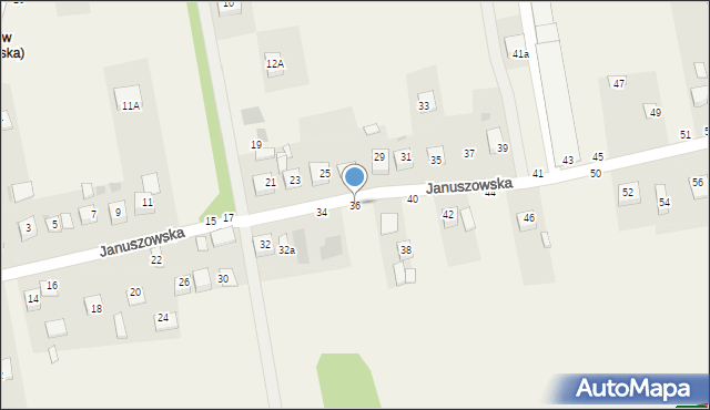 Mokrzyska, Januszowska, 36, mapa Mokrzyska