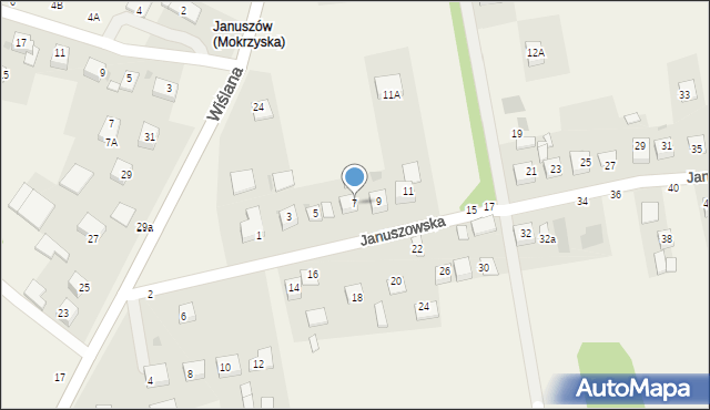 Mokrzyska, Januszowska, 7, mapa Mokrzyska