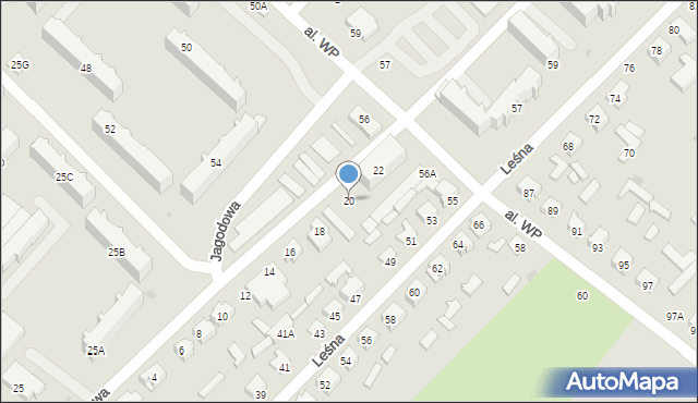 Mońki, Jagodowa, 20, mapa Mońki