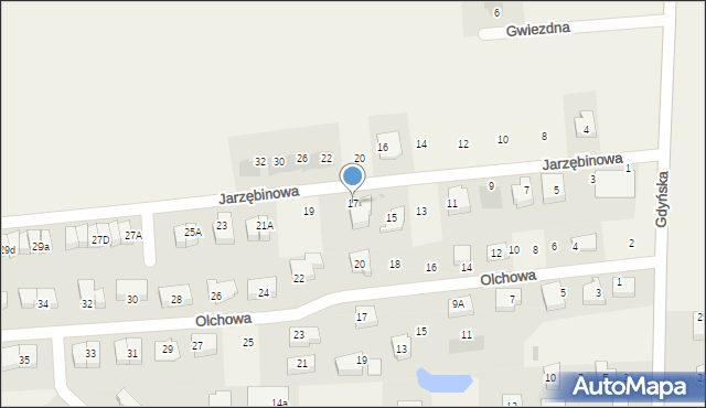 Mosty, Jarzębinowa, 17, mapa Mosty