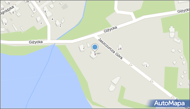 Mrągowo, Jaszczurcza Góra, 4, mapa Mrągowo