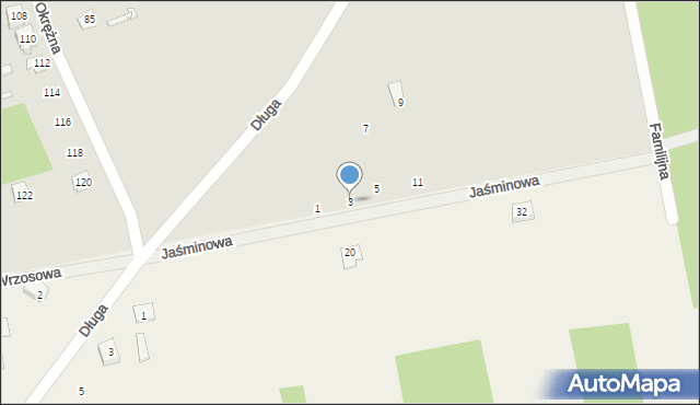 Mrozy, Jaśminowa, 3, mapa Mrozy
