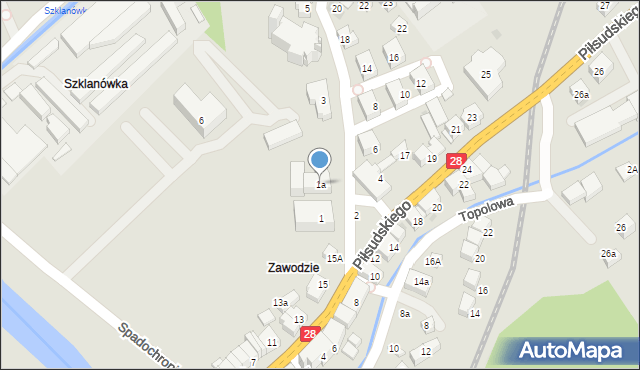 Mszana Dolna, Jana Pawła II, 1a, mapa Mszana Dolna