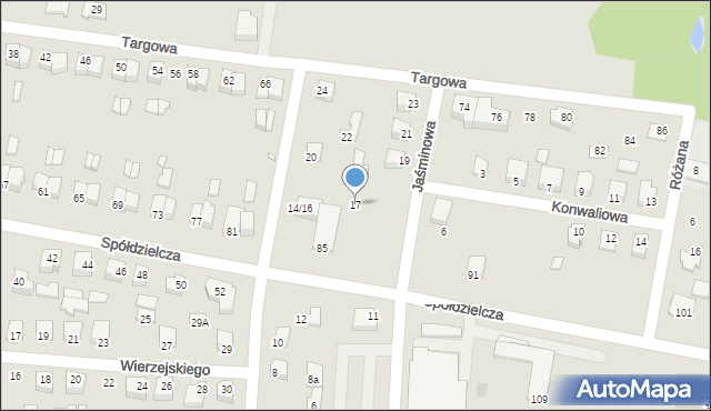 Mszczonów, Jaśminowa, 17, mapa Mszczonów