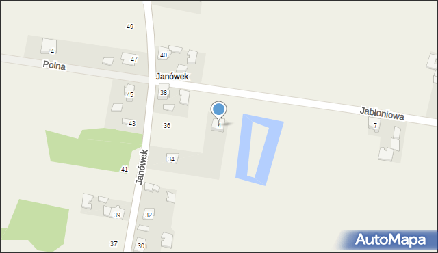 Mysłaków, Jabłoniowa, 4, mapa Mysłaków