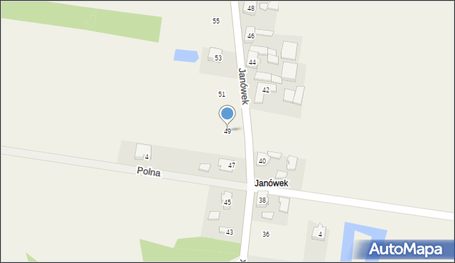 Mysłaków, Janówek, 49, mapa Mysłaków