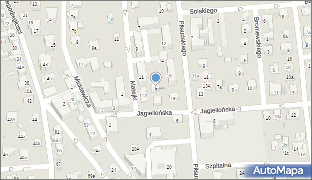 Myślenice, Jagiellońska, 5, mapa Myślenice