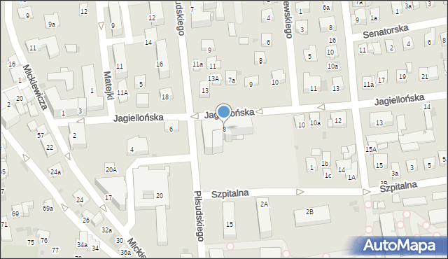 Myślenice, Jagiellońska, 8, mapa Myślenice