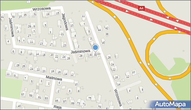 Mysłowice, Jaśminowa, 32, mapa Mysłowice