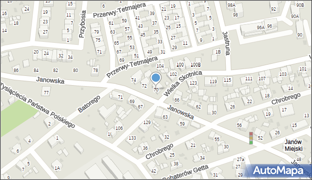 Mysłowice, Janowska, 70, mapa Mysłowice