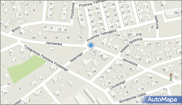 Mysłowice, Janowska, 71a, mapa Mysłowice