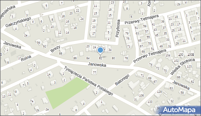 Mysłowice, Janowska, 82, mapa Mysłowice