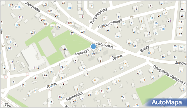 Mysłowice, Janowska, 95, mapa Mysłowice
