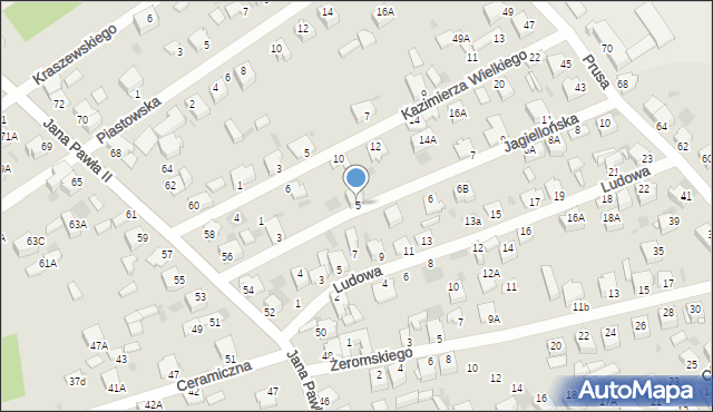 Myszków, Jagiellońska, 5, mapa Myszków