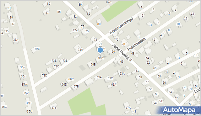 Myszków, Jana Pawła II, 69A, mapa Myszków