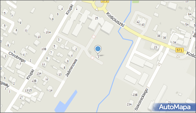 Nasielsk, Jaśminowa, 1, mapa Nasielsk