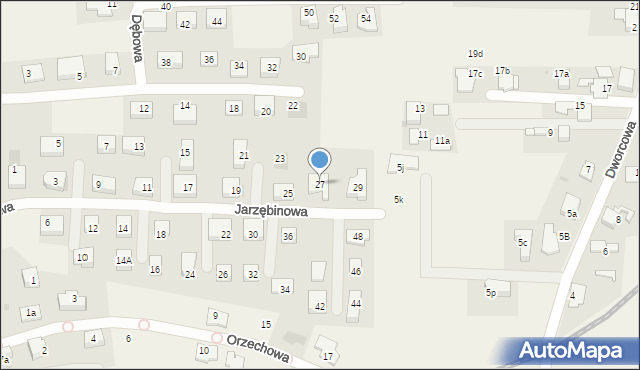 Nieborowice, Jarzębinowa, 27, mapa Nieborowice