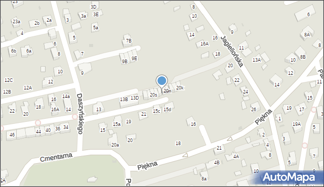 Niepołomice, Jagiellońska, 20p, mapa Niepołomice