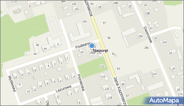 Nieporęt, Jana Kazimierza, 108A, mapa Nieporęt