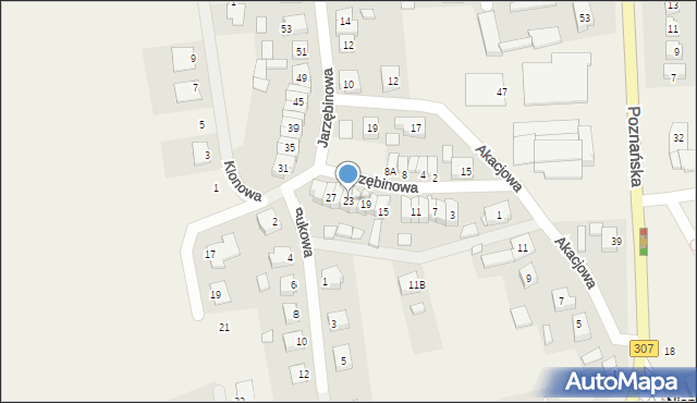 Niepruszewo, Jarzębinowa, 23, mapa Niepruszewo