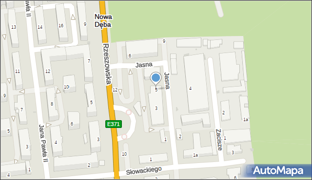 Nowa Dęba, Jasna, 5, mapa Nowa Dęba