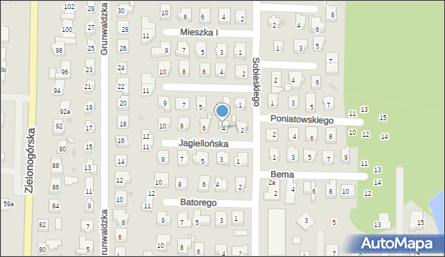 Nowa Sól, Jagiellońska, 4, mapa Nowa Sól