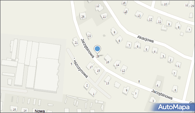 Nowa Wieś Rzeczna, Jarzębinowa, 18, mapa Nowa Wieś Rzeczna