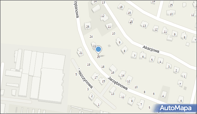 Nowa Wieś Rzeczna, Jarzębinowa, 20, mapa Nowa Wieś Rzeczna