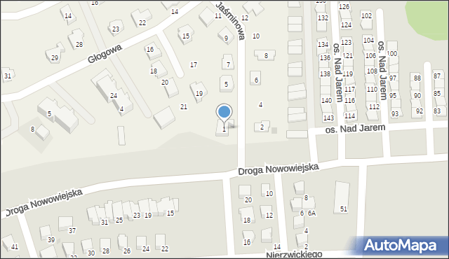Nowa Wieś Rzeczna, Jaśminowa, 1, mapa Nowa Wieś Rzeczna