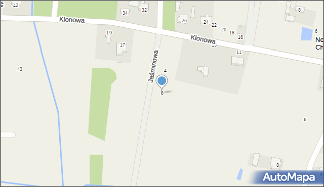 Nowe Chrusty, Jaśminowa, 6, mapa Nowe Chrusty