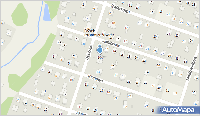 Nowe Proboszczewice, Jaśminowa, 10A, mapa Nowe Proboszczewice