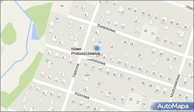 Nowe Proboszczewice, Jaśminowa, 13, mapa Nowe Proboszczewice