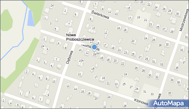 Nowe Proboszczewice, Jaśminowa, 14, mapa Nowe Proboszczewice