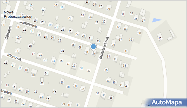 Nowe Proboszczewice, Jaśminowa, 32, mapa Nowe Proboszczewice