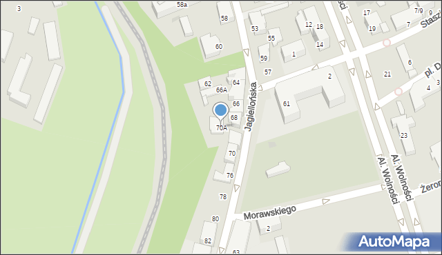 Nowy Sącz, Jagiellońska, 70A, mapa Nowego Sącza