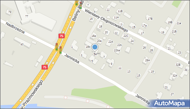 Nowy Sącz, Jamnicka, 5A, mapa Nowego Sącza