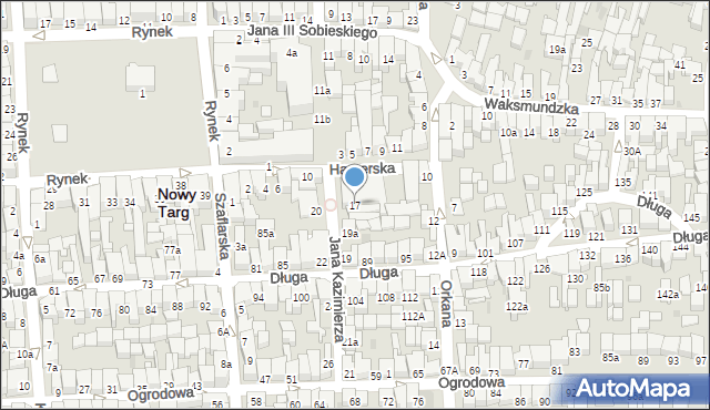 Nowy Targ, Jana Kazimierza, 17, mapa Nowego Targu