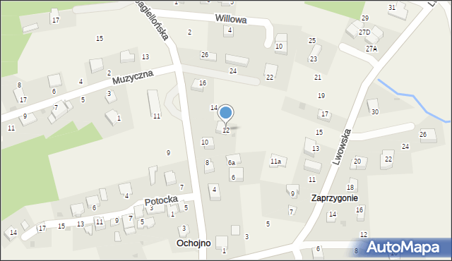 Ochojno, Jagiellońska, 12, mapa Ochojno