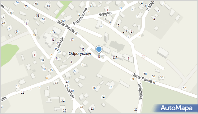 Odporyszów, Jana Pawła II, 43, mapa Odporyszów