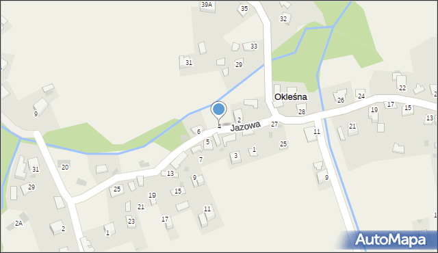 Okleśna, Jazowa, 4, mapa Okleśna