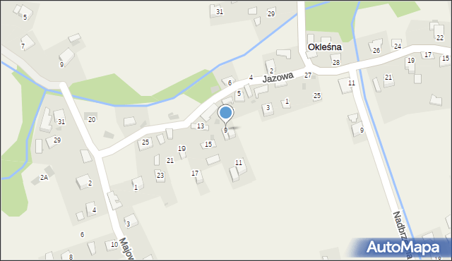 Okleśna, Jazowa, 9, mapa Okleśna