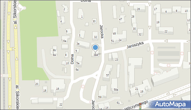 Olsztyn, Jarocka, 34a, mapa Olsztyna